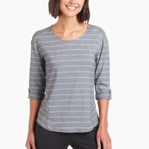 Kuhl | 3/4 Sleeve Gray White Stripe Laurel Shirt Sz S